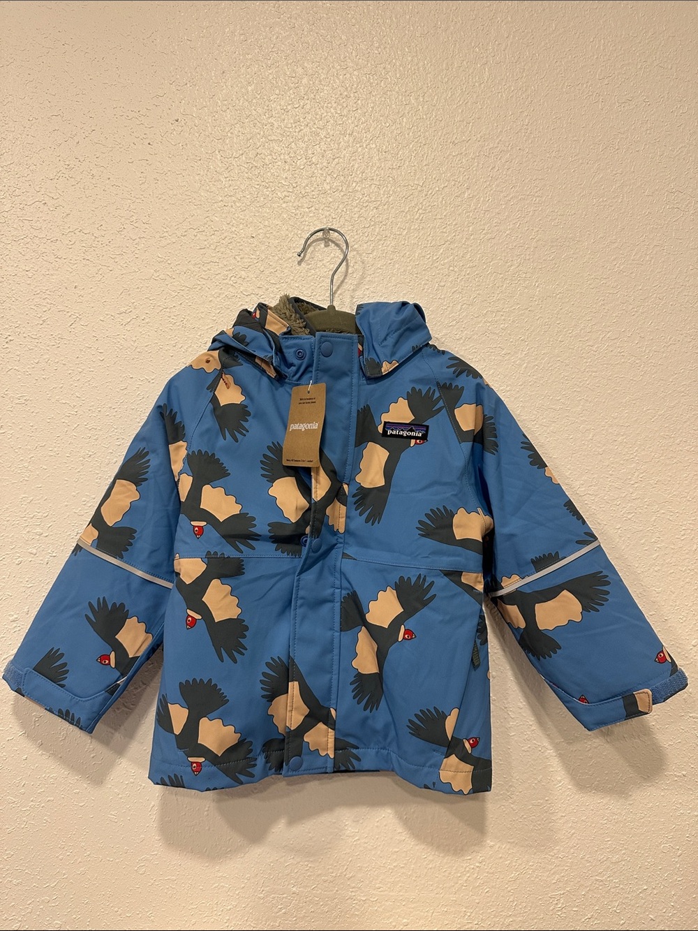 3T Patagonia Kids' Blue Printed Insulated Jacket